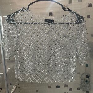 Silver Embellished Women's Top